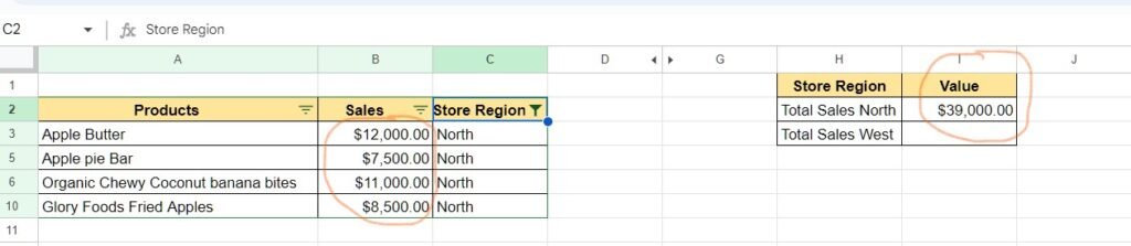  google sheets SUMIF on a single criteria output