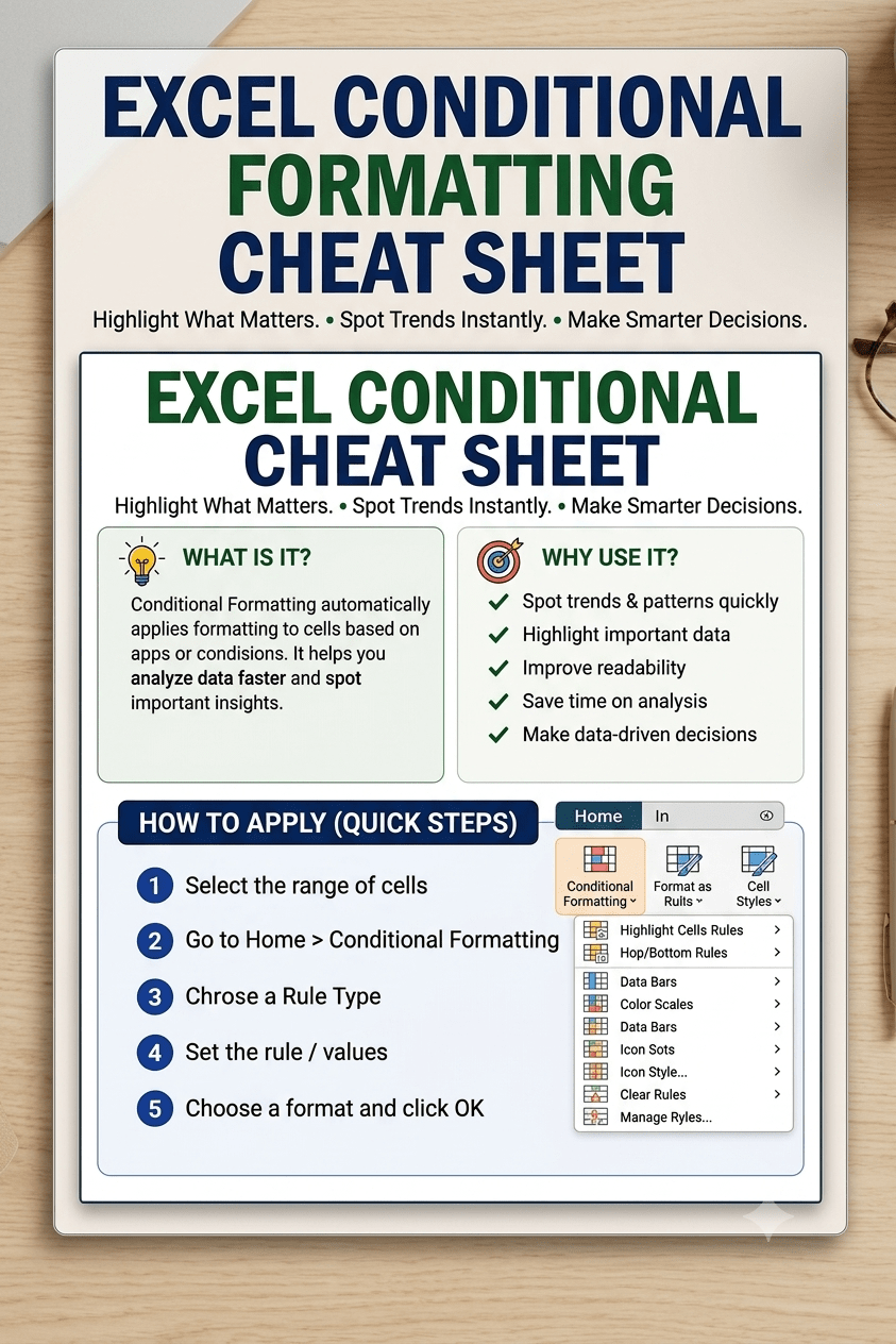 Excel Conditional Formatting Cheat Sheet Preview